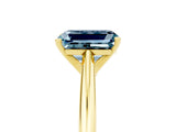 Yellow gold Emerald Cut Aquamarine Solitaire Engagement Ring with Cathedral Setting and Four-Prong Mount_35