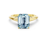 Yellow gold Emerald Cut Aquamarine Solitaire Engagement Ring with Cathedral Setting and Four-Prong Mount_66