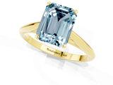 Yellow gold Emerald Cut Aquamarine Solitaire Engagement Ring with Cathedral Setting and Four-Prong Mount_67
