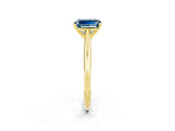 Yellow gold Emerald Cut Aquamarine Solitaire Engagement Ring with Cathedral Setting and Four-Prong Mount_68