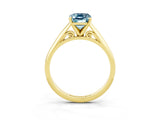 Yellow gold Emerald Cut Aquamarine Solitaire Engagement Ring with Cathedral Setting and Four-Prong Mount_69
