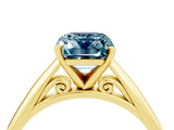 Yellow gold Emerald Cut Aquamarine Solitaire Engagement Ring with Cathedral Setting and Four-Prong Mount_70