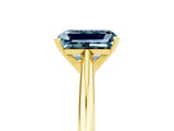 Yellow gold Emerald Cut Aquamarine Solitaire Engagement Ring with Cathedral Setting and Four-Prong Mount_71