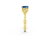 Yellow gold Emerald Cut Aquamarine Solitaire Engagement Ring with Celtic Knot Band and Four-Prong Setting_2
