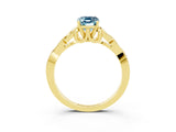 Yellow gold Emerald Cut Aquamarine Solitaire Engagement Ring with Celtic Knot Band and Four-Prong Setting_3