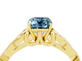 Yellow gold Emerald Cut Aquamarine Solitaire Engagement Ring with Celtic Knot Band and Four-Prong Setting_4