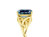 Yellow gold Emerald Cut Aquamarine Solitaire Engagement Ring with Celtic Knot Band and Four-Prong Setting_5