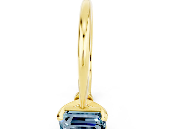 Yellow gold Emerald Cut Aquamarine Solitaire Engagement Ring with Classic Band and Four-Prong Setting