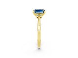 Yellow gold Emerald Cut Aquamarine Solitaire Engagement Ring with Classic Band and Four-Prong Setting_26