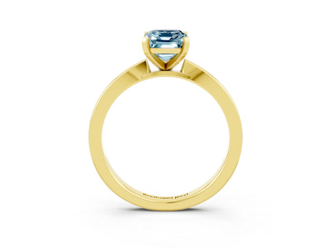 Yellow gold Emerald Cut Aquamarine Solitaire Engagement Ring with Classic Band and Four-Prong Setting_27