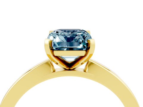 Yellow gold Emerald Cut Aquamarine Solitaire Engagement Ring with Classic Band and Four-Prong Setting_28