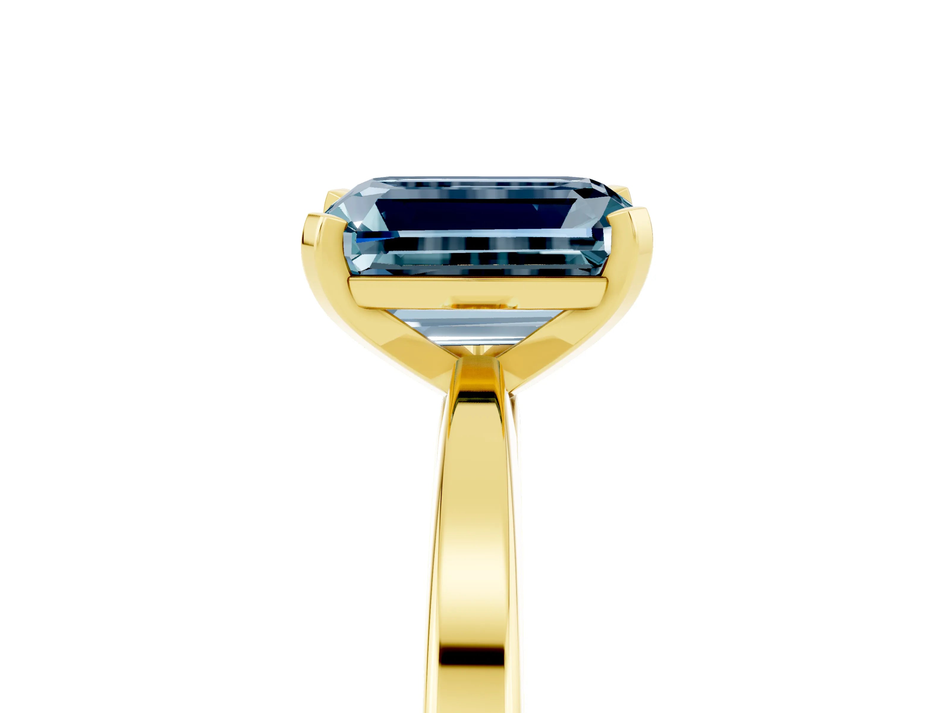Yellow gold Emerald Cut Aquamarine Solitaire Engagement Ring with Classic Band and Four-Prong Setting_29