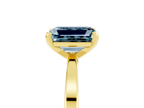 Yellow gold Emerald Cut Aquamarine Solitaire Engagement Ring with Classic Band and Four-Prong Setting_29