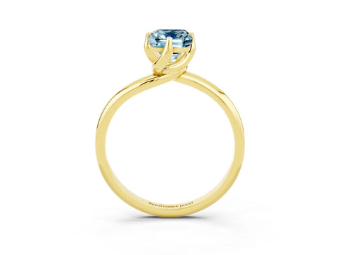 Yellow gold Emerald Cut Aquamarine Solitaire Engagement Ring with Four-Prong Setting and Classic Band_15