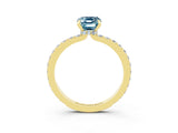 Yellow gold Emerald Cut Aquamarine Solitaire Engagement Ring with Pavé Band and Four-Prong Setting_3