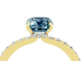 Yellow gold Emerald Cut Aquamarine Solitaire Engagement Ring with Pavé Band and Four-Prong Setting_4