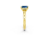 Yellow gold Emerald Cut Aquamarine Solitaire Engagement Ring with Round Band and Four-Prong Setting_2