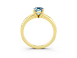 Yellow gold Emerald Cut Aquamarine Solitaire Engagement Ring with Round Band and Four-Prong Setting_3