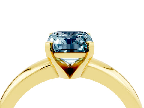 Yellow gold Emerald Cut Aquamarine Solitaire Engagement Ring with Round Band and Four-Prong Setting_4