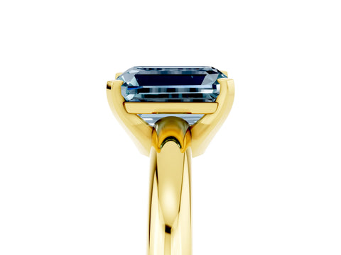 Yellow gold Emerald Cut Aquamarine Solitaire Engagement Ring with Round Band and Four-Prong Setting_5