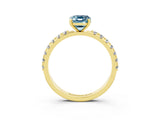 Yellow gold Emerald Cut Aquamarine Solitaire Pavé Band with Four-Prong Setting_3