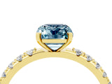 Yellow gold Emerald Cut Aquamarine Solitaire Pavé Band with Four-Prong Setting_4