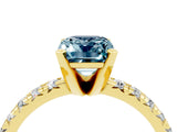 Yellow gold Emerald Cut Aquamarine Solitaire Pavé Engagement Ring with Round Band and Prong Setting_64