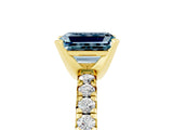 Yellow gold Emerald Cut Aquamarine Solitaire Pavé Engagement Ring with Round Band and Prong Setting_65