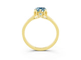 Yellow gold Emerald Cut Aquamarine Solitaire Ring with Flower Prong Setting and Classic Band_15