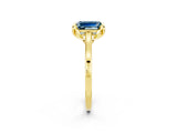 Yellow gold Emerald Cut Aquamarine Solitaire Ring with Flower Prong Setting and Classic Band_38