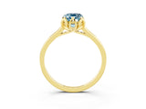 Yellow gold Emerald Cut Aquamarine Solitaire Ring with Flower Prong Setting and Classic Band_39