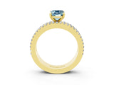 Yellow gold Emerald Cut Aquamarine Solitaire Ring with Pavé and Channel Set Band_3