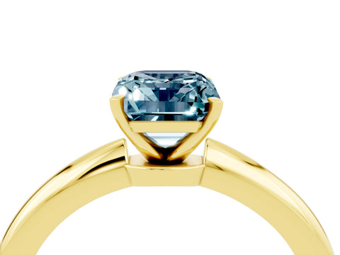 Yellow gold Emerald Cut Aquamarine Solitaire Ring with Six-Prong Setting and Classic Band_4