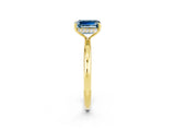 Yellow gold Emerald Cut Aquamarine Solitaire Ring with Thin Band and Four-Prong Setting_14