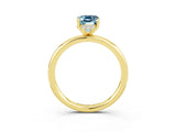 Yellow gold Emerald Cut Aquamarine Solitaire Ring with Thin Band and Four-Prong Setting_15