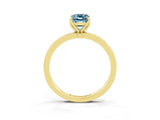 Yellow gold Emerald Cut Aquamarine Solitaire Ring with Thin Band and Prong Setting_15