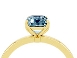 Yellow gold Emerald Cut Aquamarine Solitaire Ring with Thin Band and Prong Setting_16