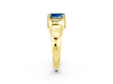 Yellow gold Emerald Cut Aquamarine Solitaire Ring with Wide Band and Prong Setting_2