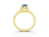 Yellow gold Emerald Cut Aquamarine Solitaire Ring with Wide Band and Prong Setting_3