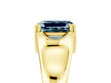 Yellow gold Emerald Cut Aquamarine Solitaire Ring with Wide Band and Prong Setting_5