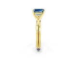Yellow gold Emerald Cut Aquamarine Solitaire Twist Band Prong Setting Ring_38