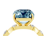 Yellow gold Emerald Cut Aquamarine Solitaire Twisted Band with Round  Accents and Prong Setting_16
