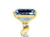 Yellow gold Emerald Cut Aquamarine Solitaire Twisted Band with Round  Accents and Prong Setting_17