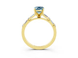 Yellow gold Emerald Cut Aquamarine Solitaire with Side Baguettes and Channel Set Band_3