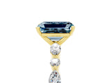 Yellow gold Emerald Cut Aquamarine Solitaire with Side Stones on a Pavé Band and Four-Prong Setting_5