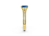 Yellow gold Emerald Cut Aquamarine Split Shank Engagement Ring with Pavé Band_2
