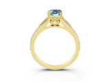 Yellow gold Emerald Cut Aquamarine Split Shank Engagement Ring with Pavé Band_3