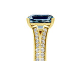Yellow gold Emerald Cut Aquamarine Split Shank Engagement Ring with Pavé Band_5