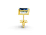 Yellow gold Emerald Cut Aquamarine Stud Earrings_26