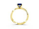 Yellow gold Emerald Cut Blue Sapphire Engagement Ring with Side Stone Accents and Four-Prong Setting_63
